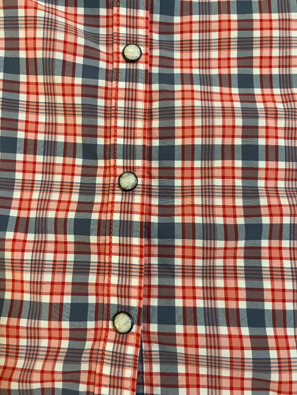 Stio Women’s Pearl Snap Plaid Shirt Red, Blue & White Western Nylon Poly Medium - Picture 4 of 11